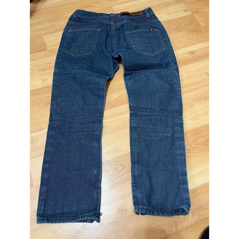 Rocawear Tapered Fit Moto Jeans Mens W34 Dark Wash Ribbed Knee Ankle Zip - Picture 8 of 11